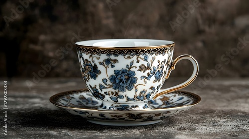 Porcelain tea cup with hot earl grey tea