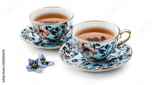 Porcelain tea cup with hot earl grey tea