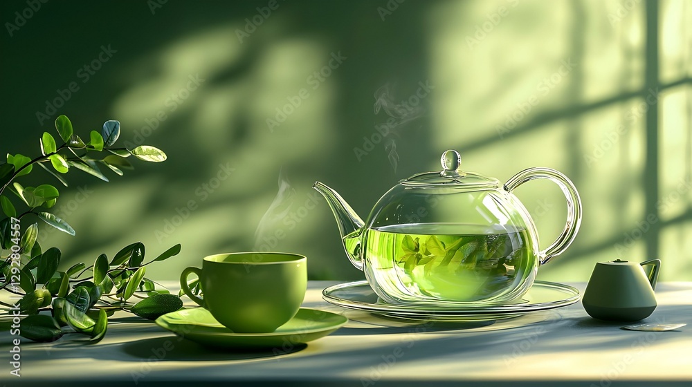 Green tea set on table Green tea set on table
