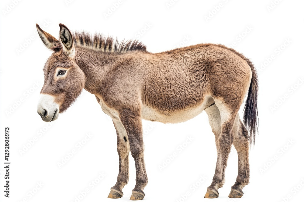 High Quality Visual of Donkey Isolated on White Background High Quality Visual of Donkey Isolated on White Background