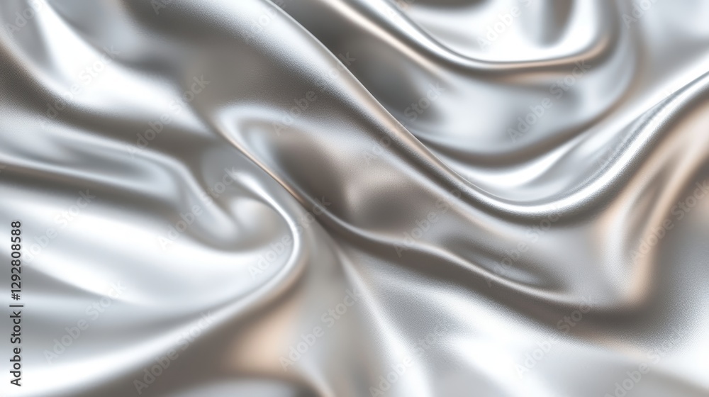 Obraz premium Elegant Silver Silk Fabric Draped Texture Background Luxurious Shiny Smooth Surface