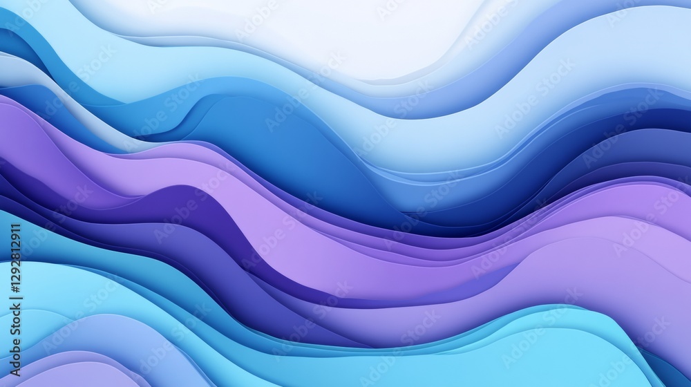 Fototapeta premium Abstract waves of layered blue and purple paper with smooth curves. Modern art and creativity concept