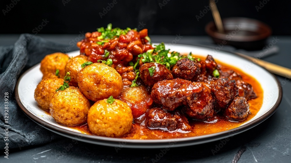 Delicious ghanaian fufu and spicy stew ghana food photography vibrant kitchen close-up culinary delight Delicious ghanaian fufu and spicy stew ghana food photography vibrant kitchen close-up culinary delight