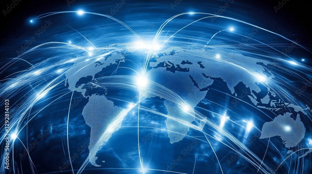 Technology connects computers and devices worldwide, forming a vast network. This network enables communication and data exchange Technology connects computers and devices worldwide, forming a vast network. This network enables communication and data exchange