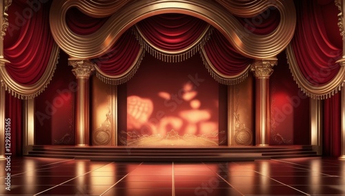 Red golden ceremony award stage venue background.