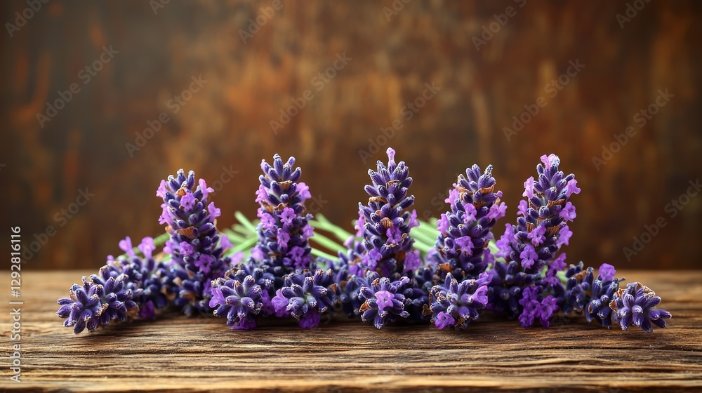 Fototapeta premium Lavender sprigs on wooden table