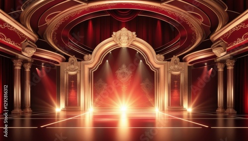 Red golden ceremony award stage venue background.