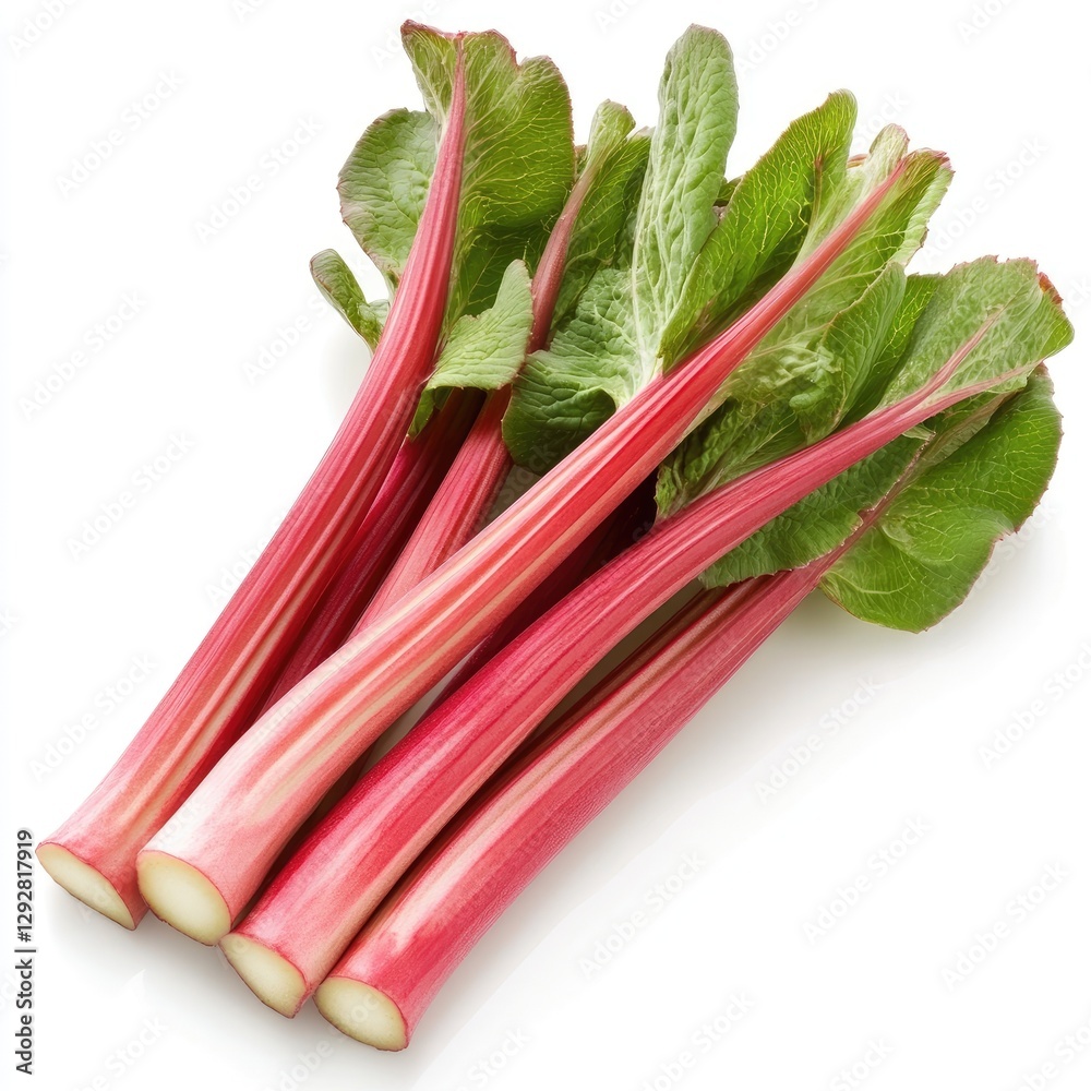 Detailed Visual of a Photo Rhubarb, Isolated on a White Background Detailed Visual of a Photo Rhubarb, Isolated on a White Background