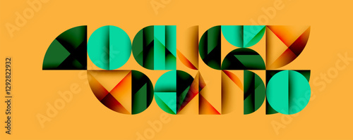 Abstract geometric pattern with intersecting circles and triangles in gradients. The high-contrast composition creates depth and a dynamic, modern aesthetic