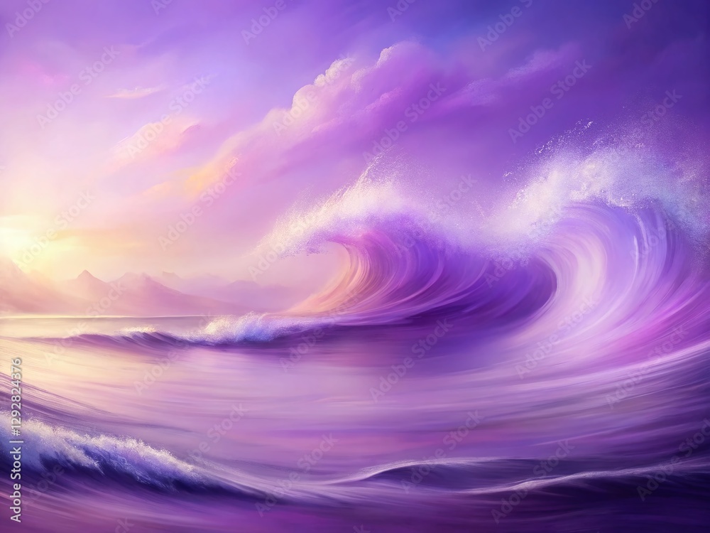 Obraz premium Abstract Lilac Wave Background: Gradient Texture, Empty Space, Wavy Strokes, Purple Design Template