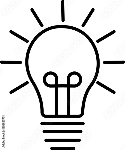 Light blub icon, vector concept of basic or regular lamp shining and heart wave in simple line style. Can used for social media, website, web, poster, mobile apps, isolated on transparent background