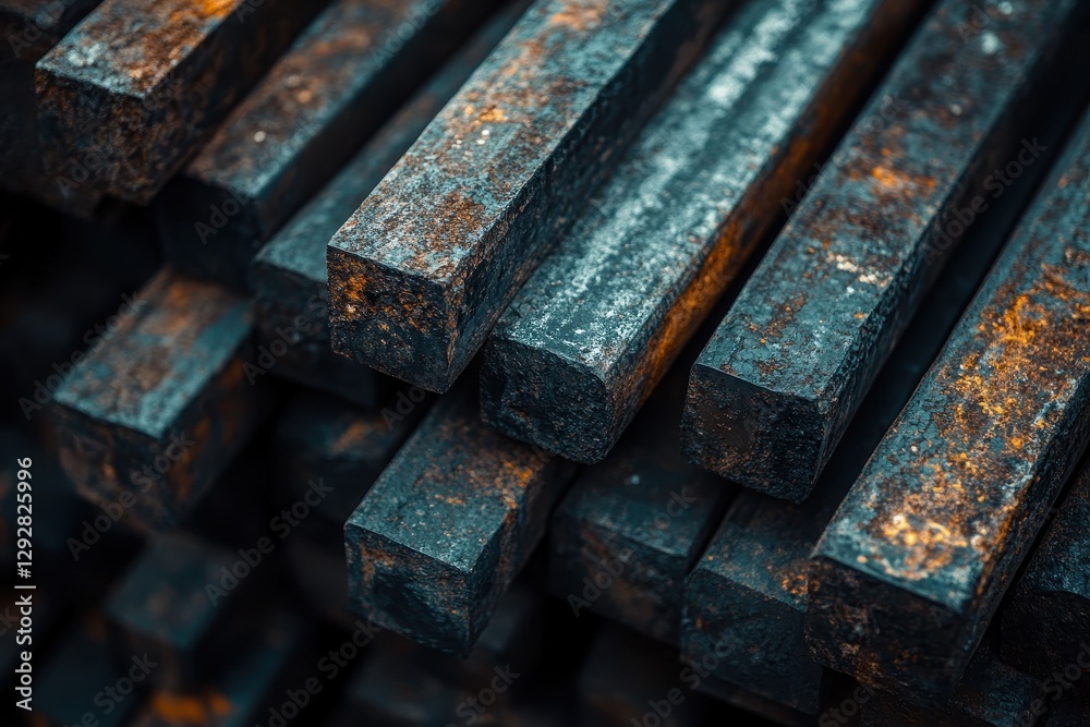 a package of elongated black metal square tubing with minor rust a package of elongated black metal square tubing with minor rust