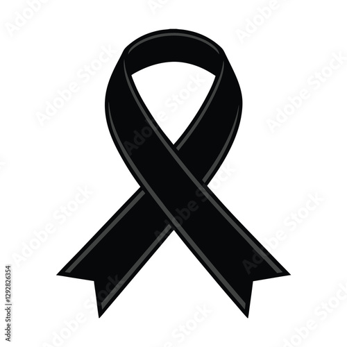 Black Ribbon Symbol Mourning, Grief, Loss, Remembrance, Support, Solidarity, Condolences, Awareness,