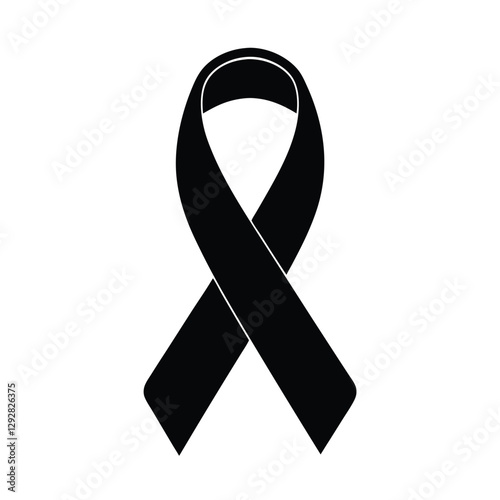 Black Awareness Ribbon Symbol of Mourning, Loss, and Grief