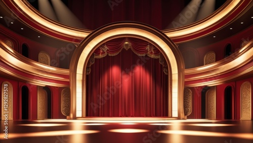 Red golden ceremony award stage venue background.