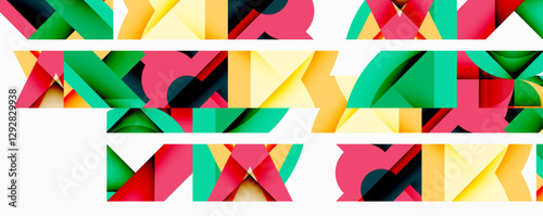 Abstract geometric artwork with interwoven angular and curved shapes, dynamic composition with smooth gradients and bold contrasts
