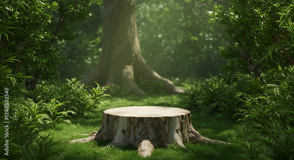 Podium background with a tree trunk as a stand with the concept of nature, 3d rendering Podium background with a tree trunk as a stand with the concept of nature, 3d rendering