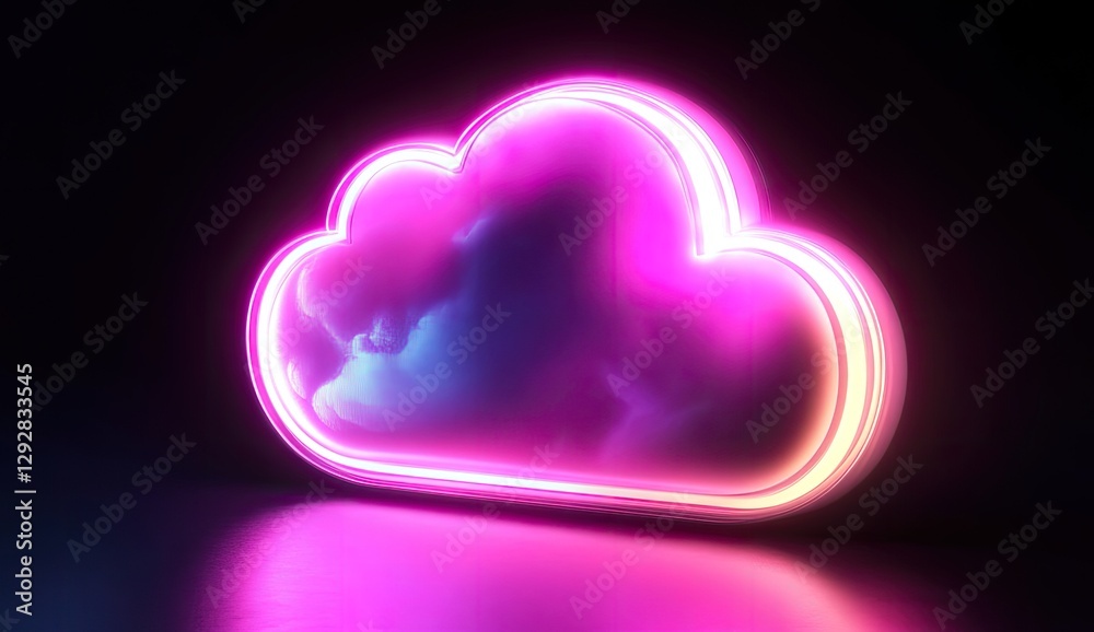 Neon Cloud Symbol on Dark Background (1) Neon Cloud Symbol on Dark Background (1)
