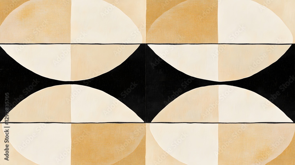 Geometric Abstract Tile Pattern Featuring Symmetrical Ovals in Neutral and Earthy Tones Geometric Abstract Tile Pattern Featuring Symmetrical Ovals in Neutral and Earthy Tones