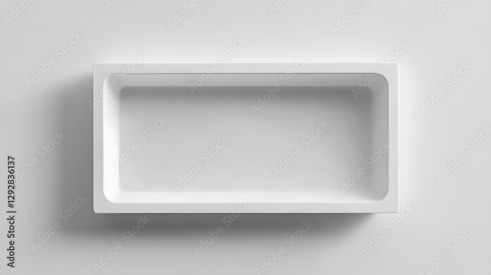 Minimalist Rectangular White Container with Empty Interior on a Light Background Minimalist Rectangular White Container with Empty Interior on a Light Background