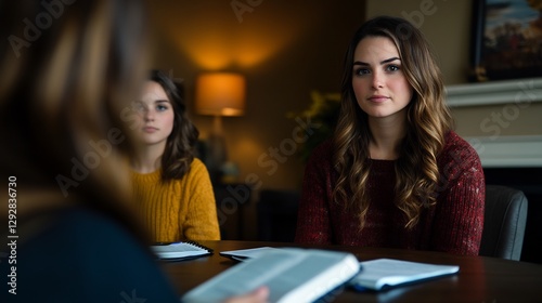 Young Women in Deep Conversation, Studying the Bible Together