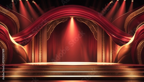 Red golden ceremony award stage venue background.