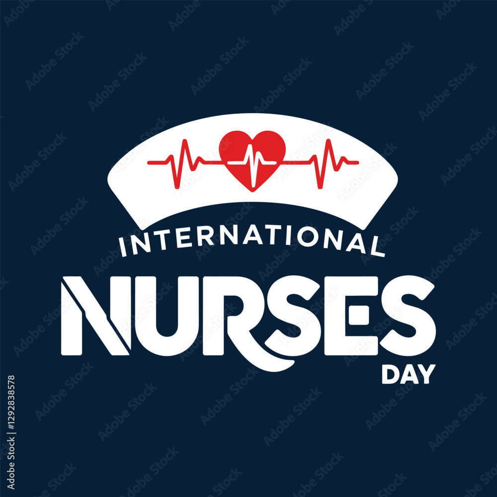 Fototapeta premium Happy Nurses Day simple typography vector design with Blue background.Eps10