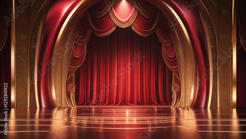 Red golden ceremony award stage venue background.