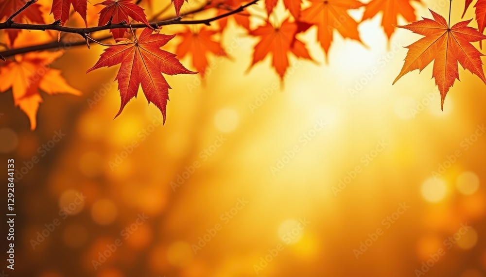 Vibrant Autumn Leaves Glowing in Soft Golden Sunlight Vibrant Autumn Leaves Glowing in Soft Golden Sunlight