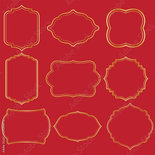 Gold Decorative Frames with double stroke. photo