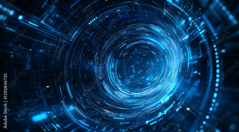 Obraz premium Futuristic blue digital background with glowing circuits