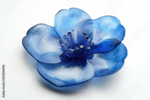 Blue epoxy flower cast from the mold photo