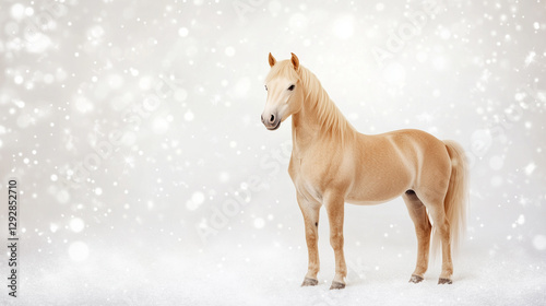 Golden Horse Amidst Snowfal...