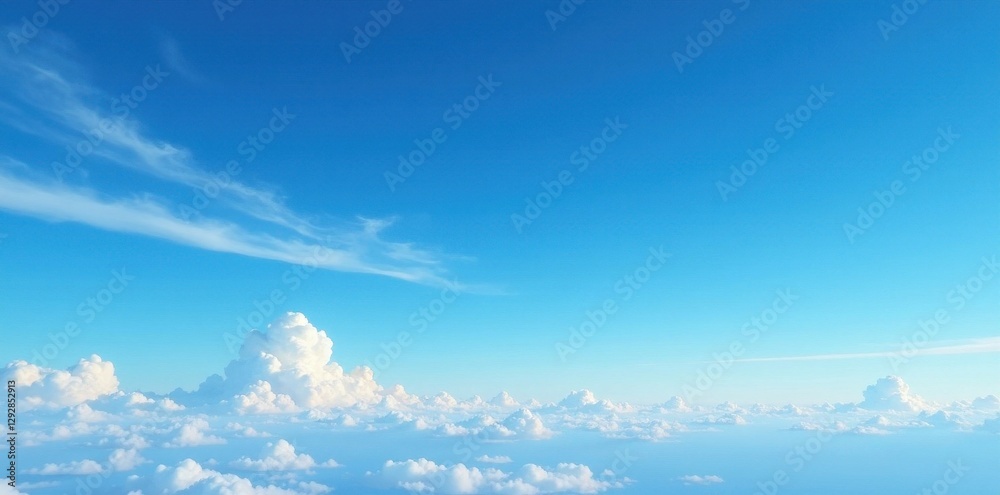 Deep azure expanse, wispy cirrus clouds drift lazily , peace, picturesque Deep azure expanse, wispy cirrus clouds drift lazily , peace, picturesque