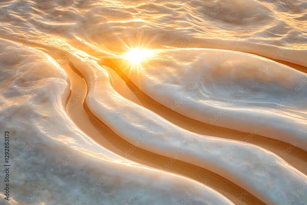 Obraz premium Stunning waves gently reflecting sunlight.