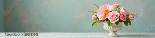 Wallpaper Mural Delicate pastel flower arrangement in a vintage urn , romance, serenity, elegant Torontodigital.ca