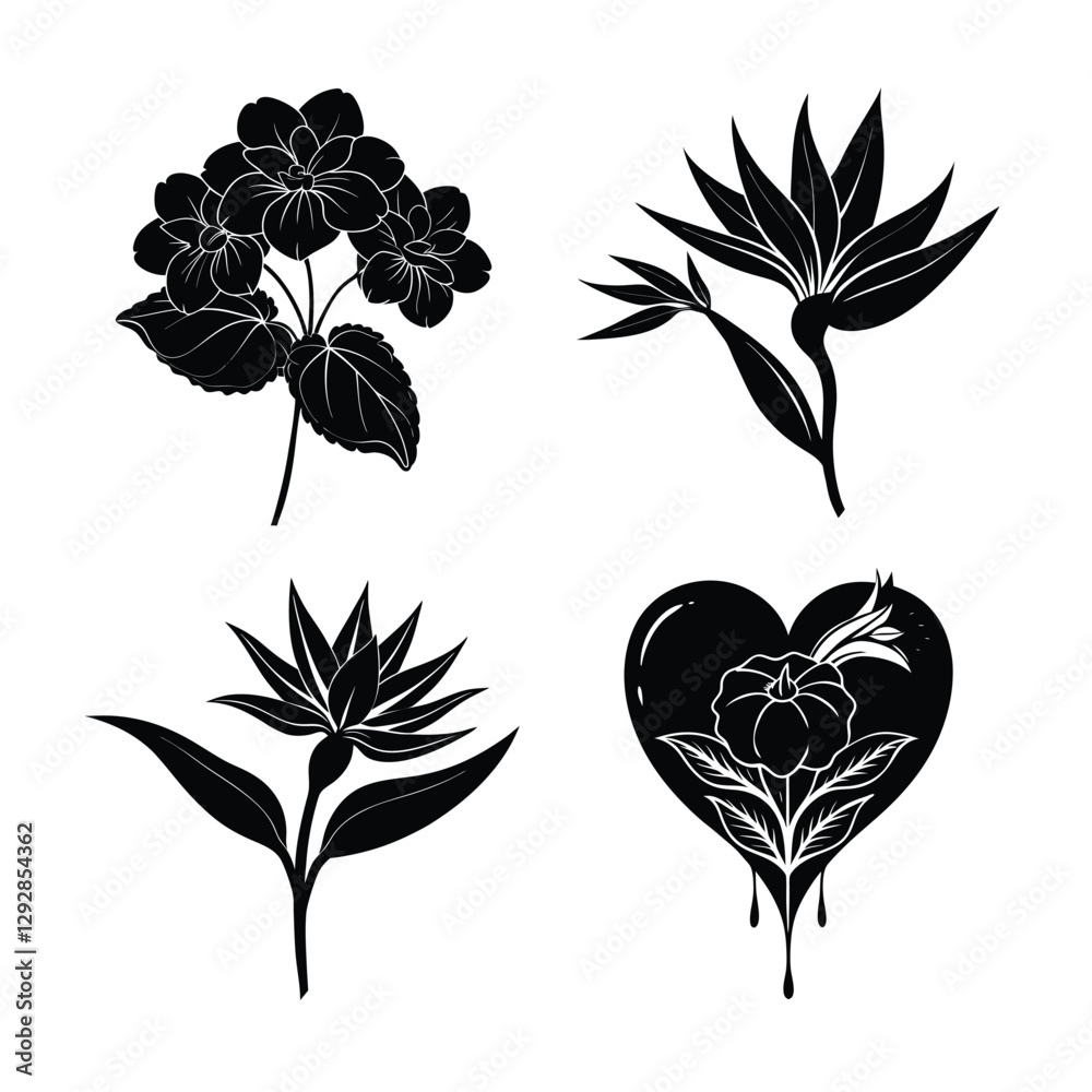 Obraz premium Elegant Blackberry Leaf Illustration Set for Botanical Design Projects