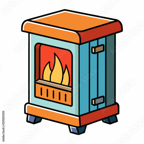 vector illustration of a fire burning stove
