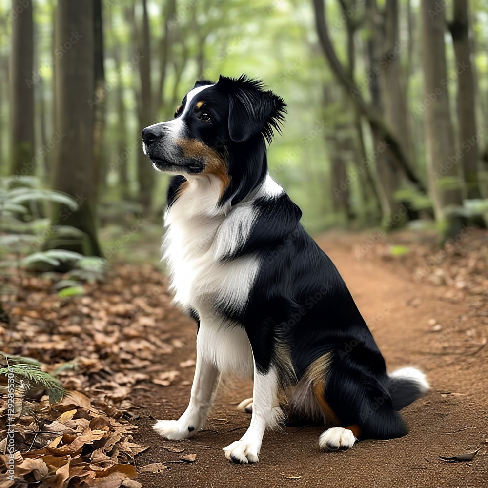 Watchful Companion Explores Forest Solitude Watchful Companion Explores Forest Solitude