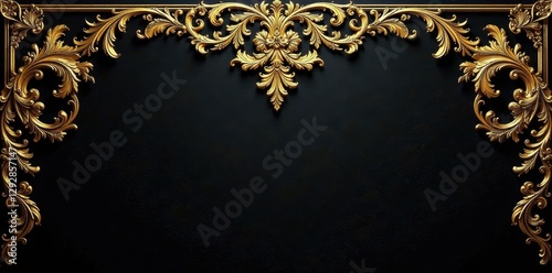 Intricate gold damask on black; opulent wallpaper texture, wallpaper, subtle, floral