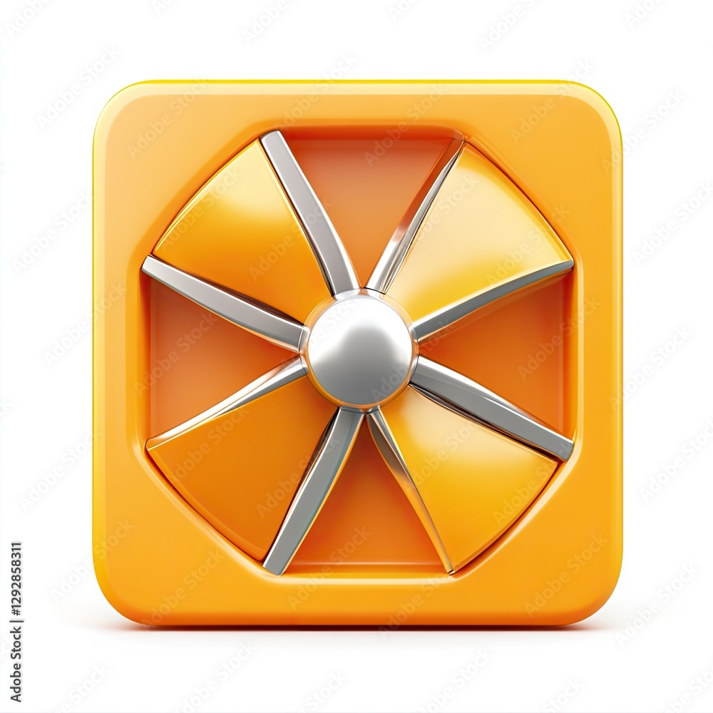 Orange Fan Icon on White Background Orange Fan Icon on White Background