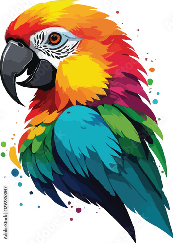 Colorful Parrot Head vector design, Parrot Illustration vector design