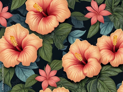 Wallpaper Mural seamless pattern with flowers,Ai generated  Torontodigital.ca