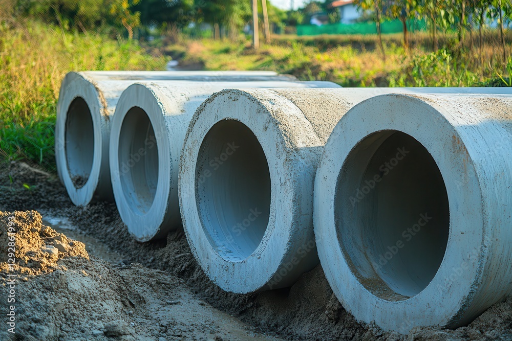 Concrete pipes are utilized for groundwater drainage Concrete pipes are utilized for groundwater drainage