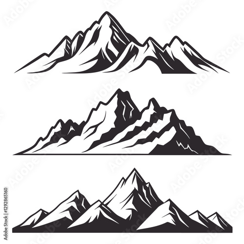 Mountain Silhouette Icon Vector Set