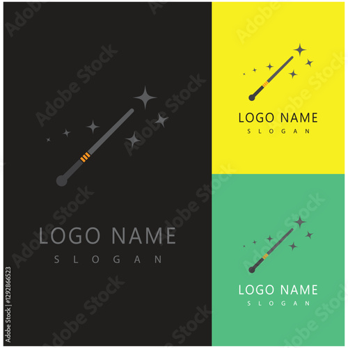 Stick magic stick background logos vector illustration design