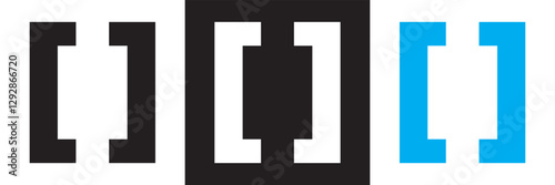 Bracket, braces,  icon. Ideal symbol for software, graphic design.  Isolated on white and black background. Vector illustration. EPS 10