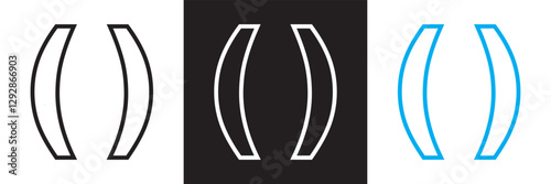 Bracket, braces,  icon. Ideal symbol for software, graphic design.  Isolated on white and black background. Vector illustration. EPS 10