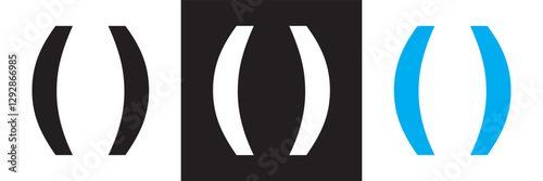 Bracket, braces,  icon. Ideal symbol for software, graphic design.  Isolated on white and black background. Vector illustration. EPS 10