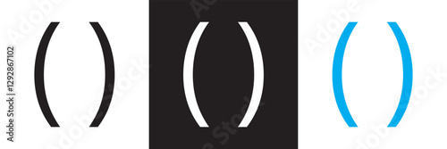 Bracket, braces,  icon. Ideal symbol for software, graphic design.  Isolated on white and black background. Vector illustration. EPS 10